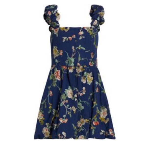 Sea Julian Puff-Strap Embroidered Minidress in Navy. Size Medium. NWT - Picture 1 of 4